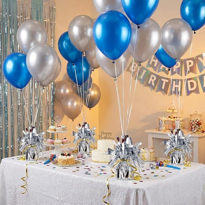 Aluminum Foil Balloon Weights for Parties (6 pcs) - 0.31lb (140g) Each - Premium Balloon Anchors for Birthday, Wedding, Dinner, Indoor & Outdoor Decorations(Silver 6pcs)