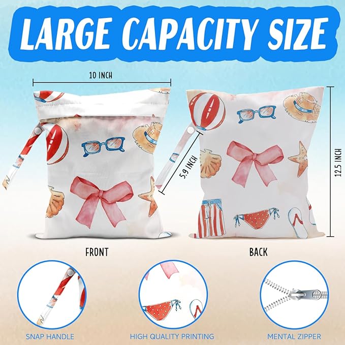 Beach Essentials, Wet Bag for Swimsuit Dirty Clothes Yoga Gym Diaper, Wet Dry Bag, Beach Vacation Essential for Travel Poor Bathing Summer Preppy Gifts
