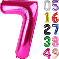 Hot Pink Number 7 Balloon 40 Inch, 7th Birthday Party Decorations for Children, Giant 7 Foil Balloon for Party Supplies