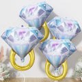 4pcs Engagement Ring Balloons, Foil Mylar Diamond Ring Balloons for Engagement Bachelorette Bridal Shower Wedding Proposal Marriage Anniversary Just Engaged Married She Said Yes Party Decorations