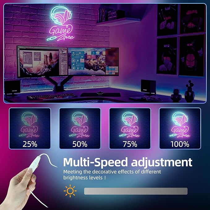 Gameneon Game Zone Neon Sign Gaming Neon Signs for Wall Decor Led Light Boys Bedroom Teen Man Cave Party Bar Playroom Decoration Gamer Lover Gift