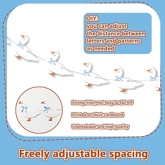 Goose Banner -Silly Goose Baby Shower Birthday Decorations One Silly Goose Blue Gingham Style Birthday Decor Party Decorations Party Supplies Decor for Kids, Boys, Girls, Baby Showers Decor