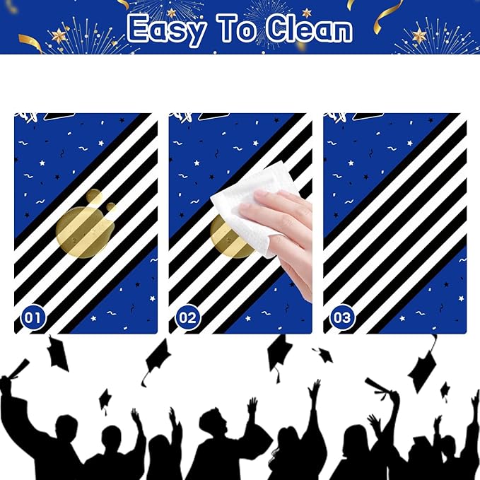 7-Pack Graduation Party Decorations Set, 3 Blue Graduation Tablecloths 54x108in, 2026 and Grad Balloons, 2 Foil Fringe Curtains for High School College Graduation Party Photo Booth