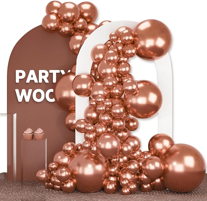 PartyWoo Rose Gold Balloons 140 pcs Different Sizes of 18 12 10 5 Inch Gold Balloon Arch Kit Garland for Birthday Graduation Bachelorette Bridal Shower Wedding Party Decorations Rose Gold-G107