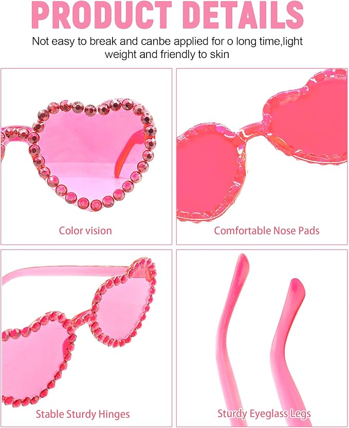 20 Pairs Heart Shaped Sunglasses for Women Colorful Glasses Fun Trendy Transparent Heart Sunglasses Party Favor