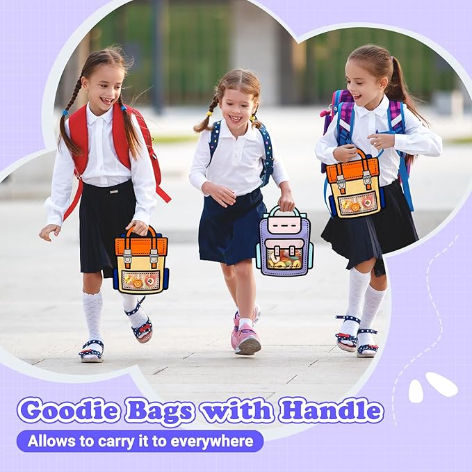 Muitcdo 30 PCS Bulk Gift Goodie Bags for Kids Birthday Party, Small Children Party Favor Bags with Stand-up Bottom, Grip Seal Students Cute Treat Snack Candy Bags for Back to School, Classroom, Travel