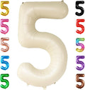KatchOn, Gaint Cream White 5 Balloon Number - 40 Inch | 5 Birthday Balloon Decor | 5th Birthday Decorations for Boys | Creme Number 5 Balloon | 5 Year Old Balloon for 5th Anniversary Party Supplies