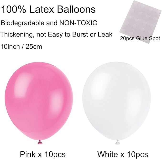 ZERODECO Birthday Decoration Set - Happy Birthday Banner, Paper Fans, Tissue Pom Poms, Hanging Swirls and Balloons in Pink, White and Red