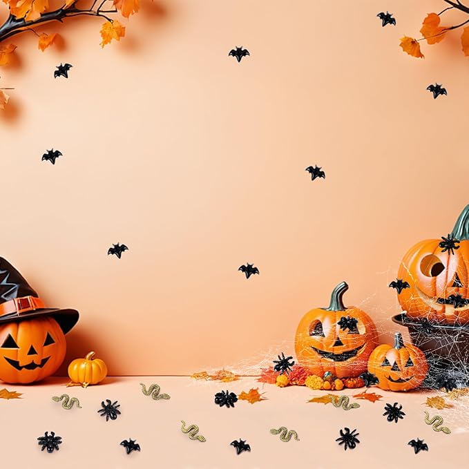 200 Pieces Miniature Halloween Decorations Tiny Resin Insect Mini Spiders Mini Bats Mini Snakes Halloween Miniatures for Crafts Dollhouse Fairy Garden Micro Landscaping Decoration