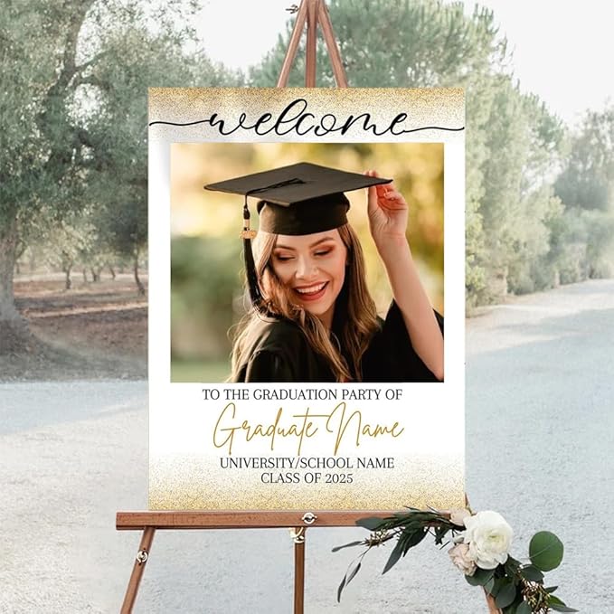 Graduation Party Welcome Sign, Photo Graduation Poster, Greenery Grad Poster, Grad Party Decorations, Senior 2025 2026, Class of 2025 Welcome Board,Custom Grad Celebration Sign, Graduates, Canvas 1