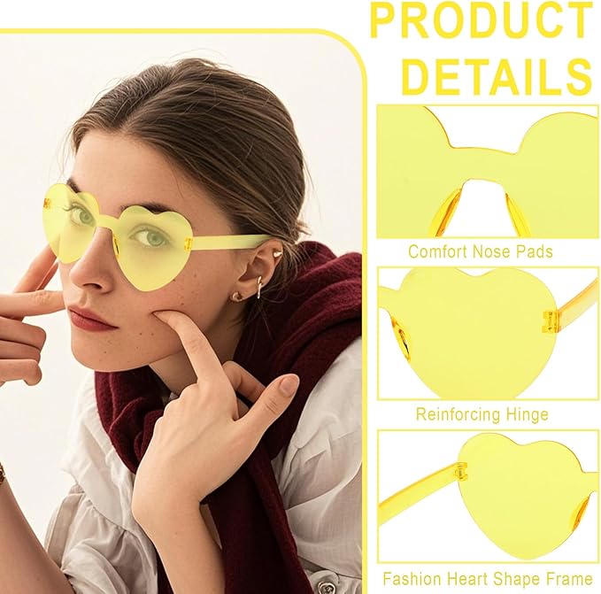 Heart Sunglasses 12/18/24 Pcs Heart Shaped Glasses for Women Cute Funny Party Glasses Party Favors Accessories