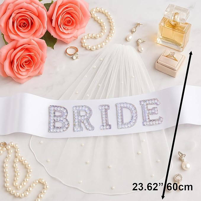 Bride to Be Sash Veil Bachelorette Party Accessories, Bridal Shower Decorations, Engagement Gifts for Bride