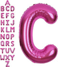 SUWEN 40 Inch Hot Pink Large C Letter Balloons Big Foil Helium Letter Balloons A-Z Jumbo Mylar Happy Birthday Party Decorations for Woman Anniversary Party Supplies