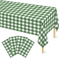 Mulbozy Sage Green Gingham Tablecloth 4 Pack, 54 x 108 Inch Plastic Table Cloth Disposable, Sage Green and White Checkered Table Cover for Party Supplies