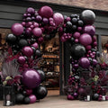 Dark Purple Black Balloons Garland Double Stuffed Black Burgundy Plum Balloon Arch Kit for Gothic Birthday Bridal Shower Mother's Day Graduation Party Decorations