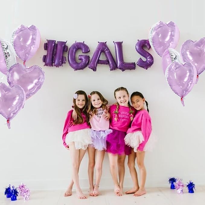 TONIFUL 30Pcs 18 Inch Light Purple Balloons Pastel Purple Heart Shape Foil Mylar Banners Decoration for Birthday Valentine's Day Wedding Bridal Shower Anniversary Engagement Party Supplies