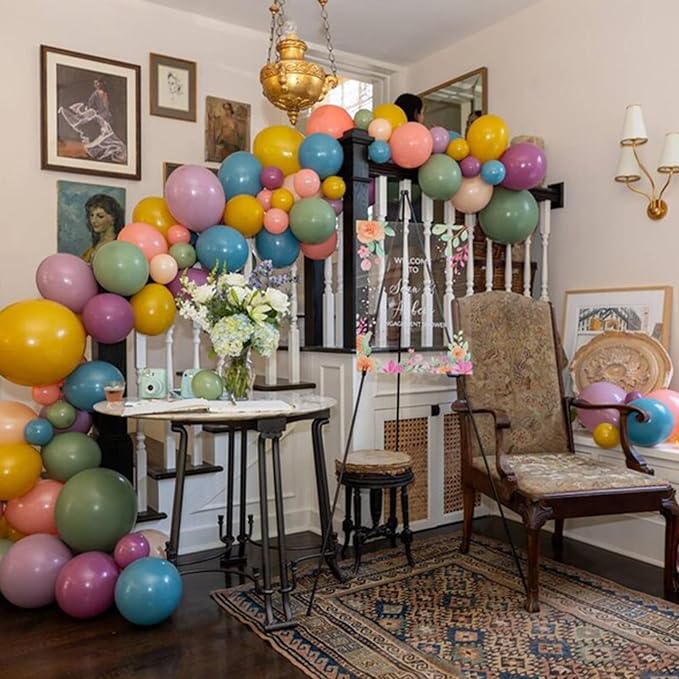 Spring Balloons Garland Arch Kit, 122Pcs Flower Pink Green Yellow Balloons, Purple Blue Hot Pink Beige Balloons For Boho Modern Wildflower Shower Baby In Bloom Birthday Spring Garden Party Decorations