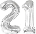 Silver Number 21 Balloon 40 inch, 21 Number Balloons, 21st Silver Birthday Decorations for Girls Boys Kids, 21 Year Old Women Men Silver Party Supplies