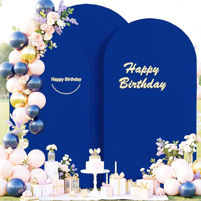 Wedding Arch Cover (7.2FT, 6.6FT, 6FT) Set of 3 Arch Backdrop Spandex Cover for Birthday Party Baby Shower Ceremony Banquet Decoration (Royal Blue, 7.2FT,6.6FT,6FT)