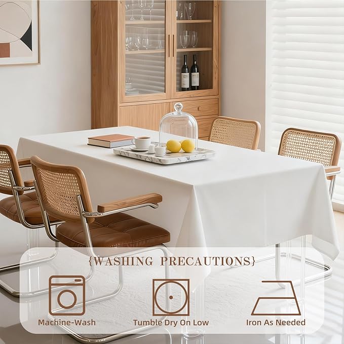 WIGENIUS 2 Pack White Table Cloth Rectangle Tablecloths 70X120 Inch,Polyester Table Cloth for 8 Foot Rectangle Tables,Wrinkle Resistant Washable Fabric Table Covers for Party,Wedding Banquet