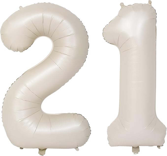 40 In Cream white Number Balloons Helium Foil Mylar Balloon Birthday Party banquet Decoration Digital 21