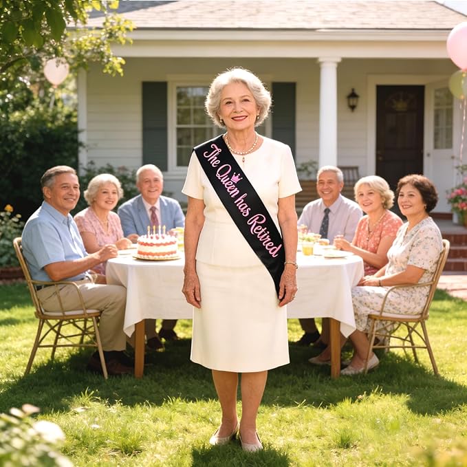meleg otthon The Queen has Retired Sash, Black and Pink Retirement Sash for Women, Suitable for Retirement Party, Events, Decorations