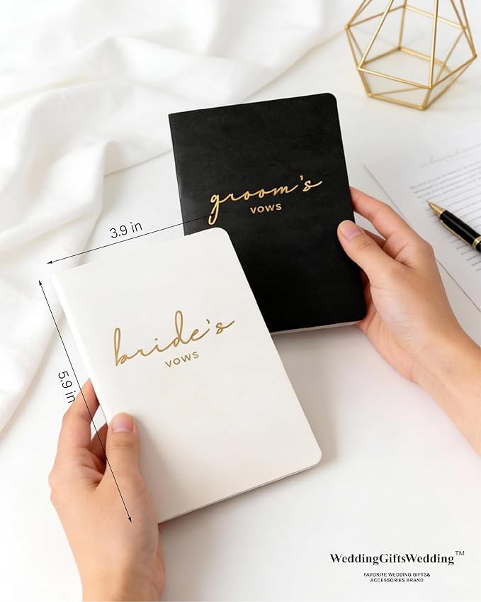 Vow Books for Bride and Groom, His and Hers Vow Books for Wedding-Soft Touch Gold Foil Engraving, Engagement | Wedding Essentials