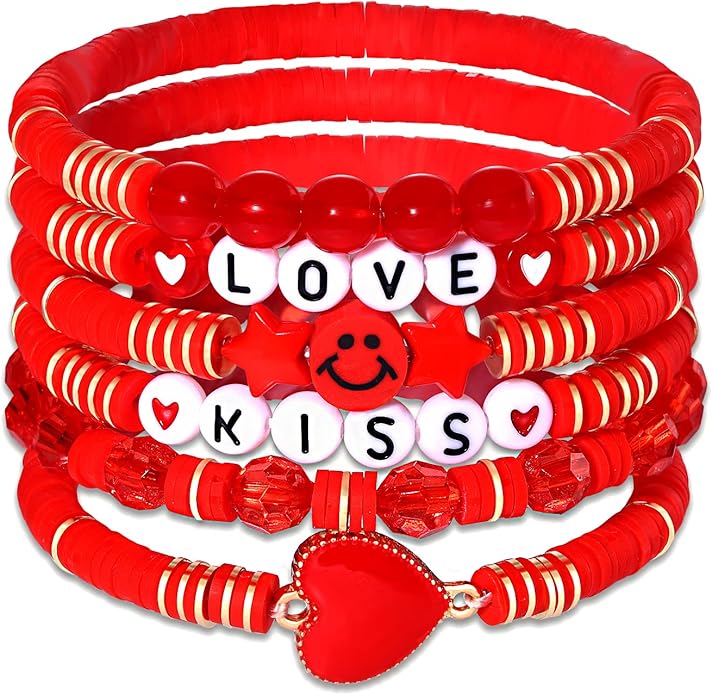 Surfer Heishi Bracelets for Women Stackable Rainbow Vinyl Disc Clay Beaded Stretch Bracelets Elastic Layering Friendship Bracelets Boho Summer Beach Jewelry