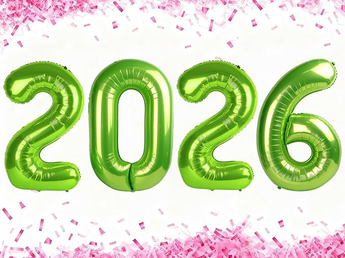 Light Green 2026 Number Balloon, 2026 Foil Balloon Light Green 40 Inch, Balloons for New Years Eve Party Supplies, 2026 Graduation Decoration
