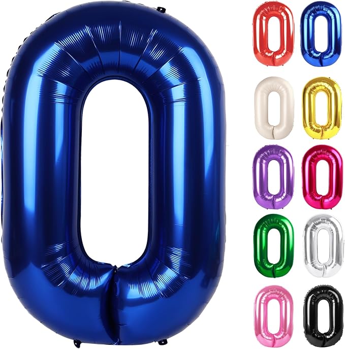 Night Blue Number 0 Balloon 40 Inch, 0 Balloon Numberfor 10th 20th 30th 40th 50th 60th Birthday Decorations, Night Blue Party Supplies for Men Women