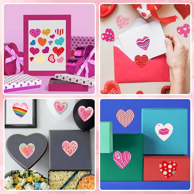 Heart Stickers for Kids, Valentines Day Colorful Heart Stickers Valentine's Day Love Decorative Stickers Valentine's Day Party Favors Supplies