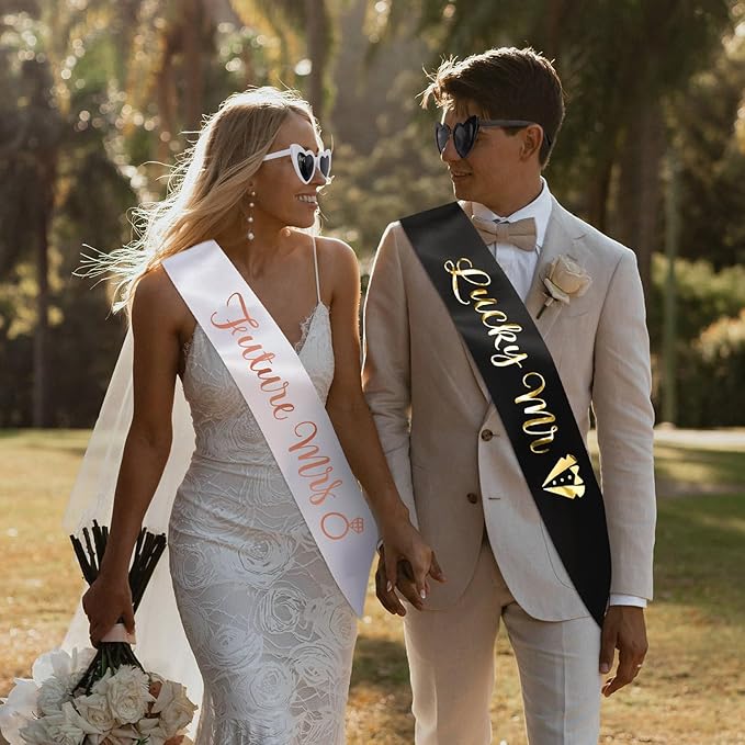 Engagement Party Decorations Future Mrs And Lucky Mr Sunglasses And Sash for Engagement Decorations Just Engaged Wedding Party Accessories Mr and Mrs Sign Gift