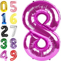 8 Balloon Numbers, 40 Inch Rose Purple 8 Birthday Decoration for Women And Men, Balloons Decoration for Happy 8 18 28 80 Birthday, Wedding Anniversary, New Year, Halloween Party Decoration