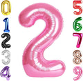 40 Inch Pink Number 2 Balloon, Giant 2 Number Balloons for 2nd Birthday Decorations, Party Supplies for Baby Boy Girl, Pink Party Decor