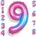 9 Balloon Number 40 Inch for Boy or Girl Big Starry 0-9 Foil Mylar Large 9 Number Balloon Happy 9th Birthday Party Anniversary Decorations Supplies