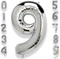 AULE 40 Inch Big Silver 9 Balloon Number Large Foil Helium Number Balloons 0-9 Jumbo Giant Happy 9th Birthday Party Decorations for Boy or Girl Huge Mylar Anniversary Party Supplies