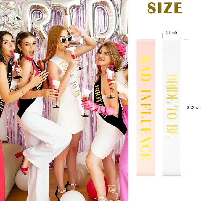 12 Pcs Bachelorette Party Sashes Set - 1 White Bride to Be & 11 Rose Gold Bridesmaid Sashes, Fitting & Skin Friendly, Ideal for Pre - Wedding Celebrations