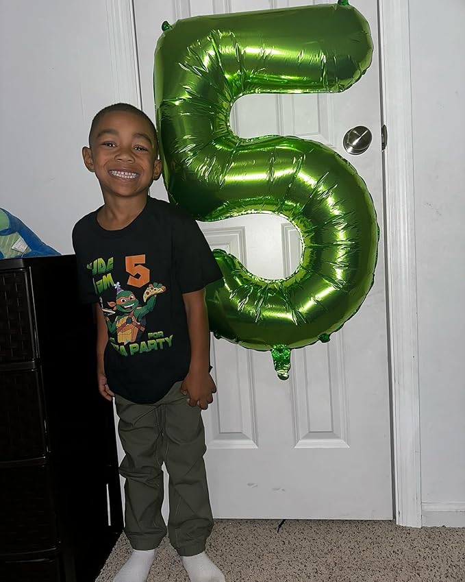 Green Number 5 Balloon 40 Inch, 5 Balloon Number, 5th Birthday Decorations, Green Party Supplies for Boys Girls