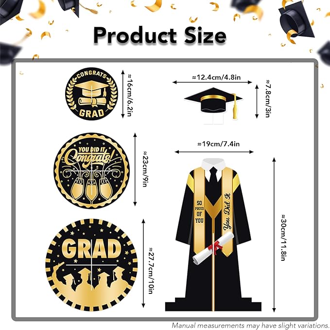 Graduation Cupcake Stand for 25 Cupcakes, Class of 2026 Congrats Dessert Collapsible 3 Tier Holder for Grad Party Black and Gold, Disposable Cardboard Stand Display Tower Graduation Cap Decorations Supplies for College School