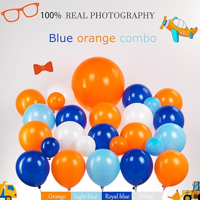Blue and Orange Balloon Garland Arch Kit 110PCS with long balloon Mylar Foil Star Shape Balloons for kids 3th 6th TV Cartoon dog baby Theme Birthday baby shower Party Decorations