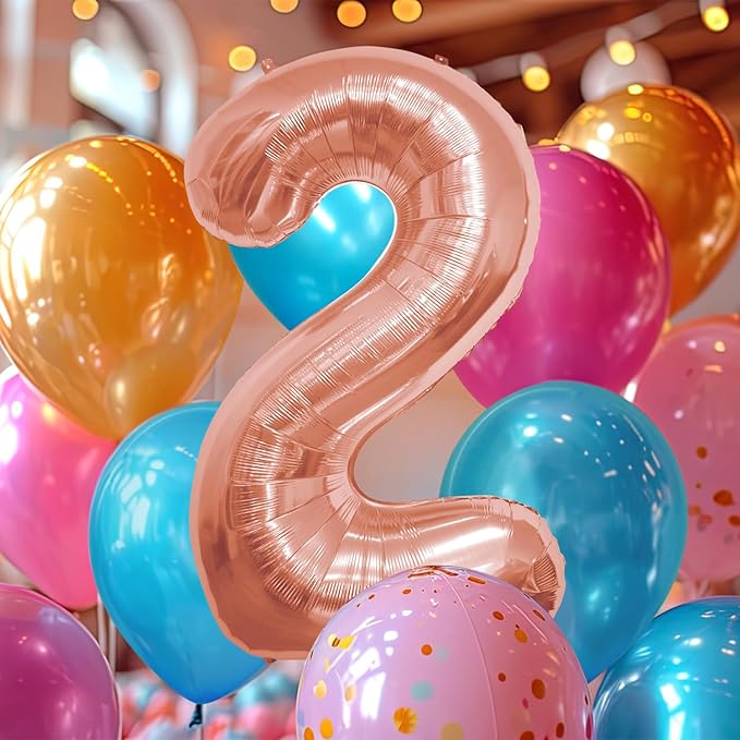 40 Inch Large Rose Gold Number Celebration and Decoration Balloon for Birthday Parties, Graduations, Anniversaries, Weddings, Photo Shoots, Special Events (Rose Gold Number 2)