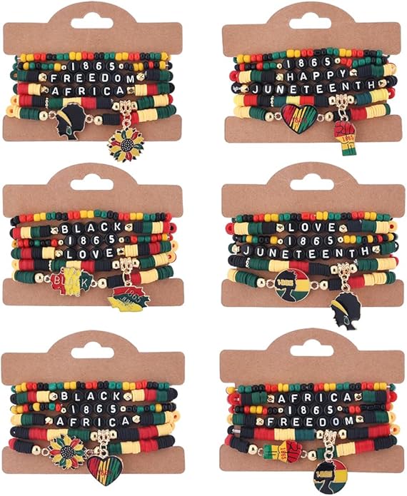 Cooluckday 36 Pcs Holiday Heishi Surfer Bracelets for Women Bulk Easter Mother's Day Christmas St. Patrick's Day Mardi Gras Bracelet Stackable Stretch Friendship Bracelets Set