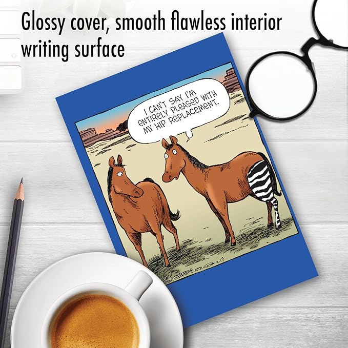 NobleWorks Funny Birthday Greeting Card with 5 x 7 Inch Envelope (1 Card) Bday Horse Hip Replacement C1770BDG
