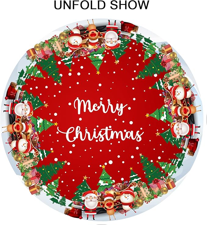 Red Merry Christmas Round Tablecloth 70 Inch Snowman Pattern Circle Table Cloth Winter Holiday Table Cover Washable Polyester Decorations for Home Kitchen Dinning Party