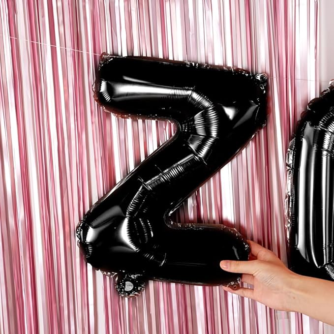Restaurantware-Balloonify 16 Inch Letter Balloon, 1 Alphabet Party Balloon - Letter Z, Self-Sealing, Black Foil Mylar Finish, Hanging Loop, Decoration For Birthday, Wedding, Or Graduation