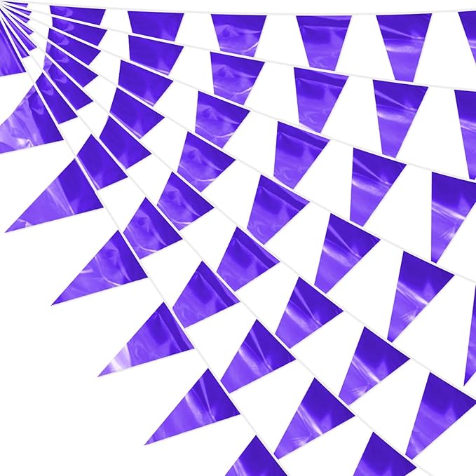 32.8FT Purple Glitter Triangle Pennant Banner Flag Metallic Bunting Outdoor Garland for Christmas Graduation Wedding Engagement Anniversary Bachelorette Bridal Shower lavenderValentine's Party Decor