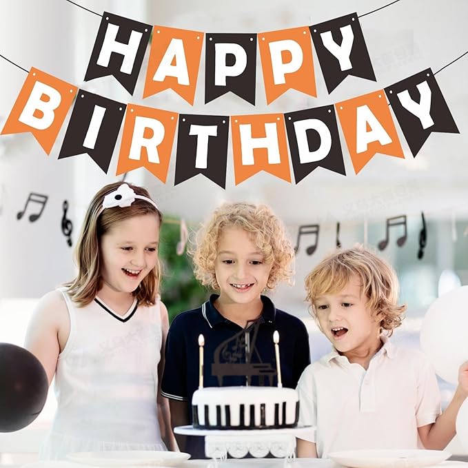 ZHENGYE Black Orange Happy Birthday Banner Baby Shower Birthday Party Decorations Supplies