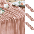 Wokceer Dusty Pink Cheesecloth Table Runner Spring 3Pack 10FT Boho Gauze Easter Table Runner for Party Rustic Sheer Runners for Baby Bridal Shower Wedding