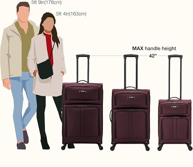 U.S. Traveler Anzio Softside Expandable Luggage with Spinner Wheels, Burgundy, 26-Inch Medium