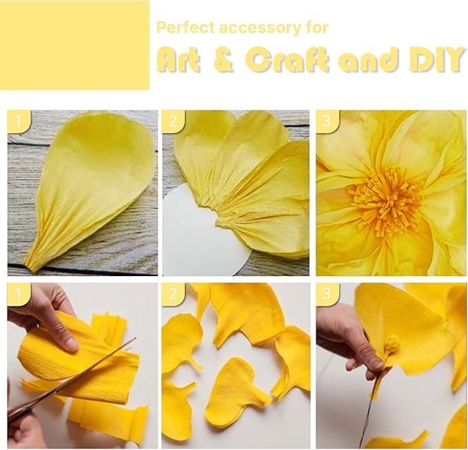 PartyWoo Light Yellow Crepe Paper Streamers 4pcs 328ft Pack of Pastel Pale Yellow Crepe Paper Streamers for Birthday Graduation Engagement Baby Shower Summer Sunflower Little Cutie Party Decorations